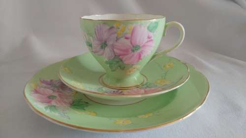 Lovely green flowers Foley Begonia Tea trio