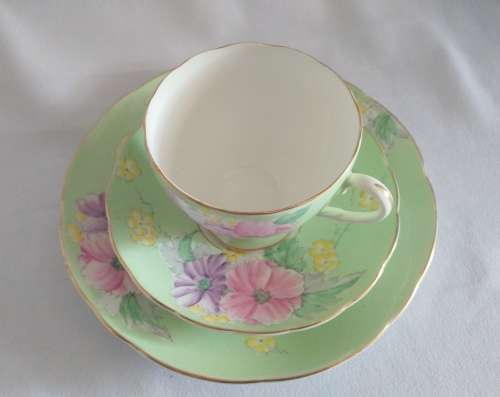 Lovely green flowers Foley Begonia Tea trio