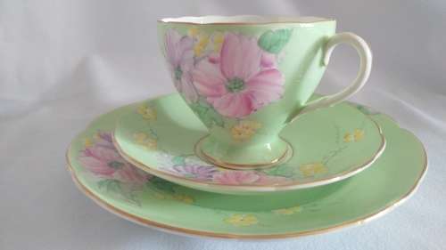 Lovely green flowers Foley Begonia Tea trio