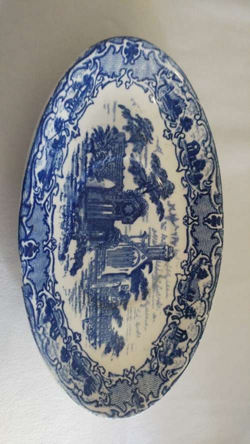 Decorative Blue and white ceramic plates 15-piece collection including salt and pepper handpainted