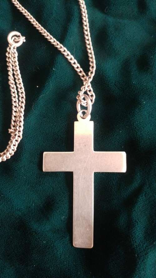 Beautiful large extra length sterling Silver cross pendant and chain