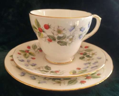 Delightful Strawberry fields Duchess fine bone China Tea Trio