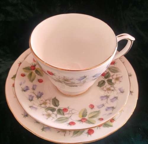 Delightful Strawberry fields Duchess fine bone China Tea Trio