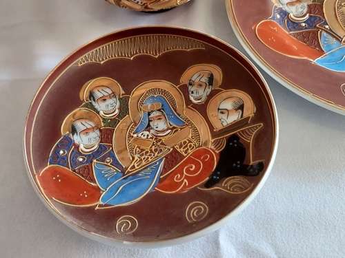 Satsuma Japanese stunning Moriage eggshell porcelain Tea trio