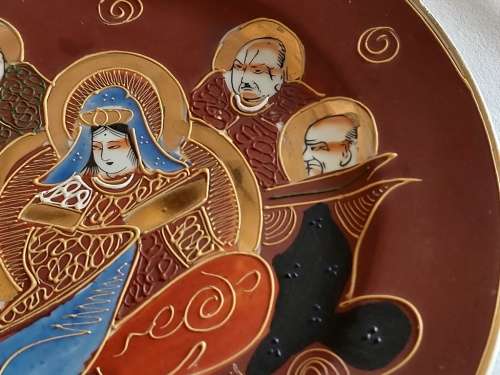 Satsuma Japanese stunning Moriage eggshell porcelain Cake plate large