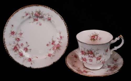 A Paragon Bone China Victoriana Rose pattern Tea Trios