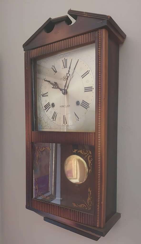 Hibino wall hanging pendulum clock made in Japan 1940s Working