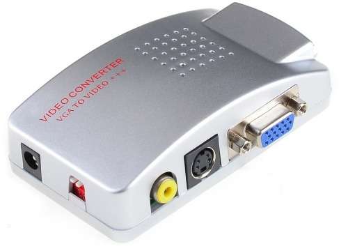 VGA To AV Composite RCA S-Video Convertor Box Adaptor - Silver