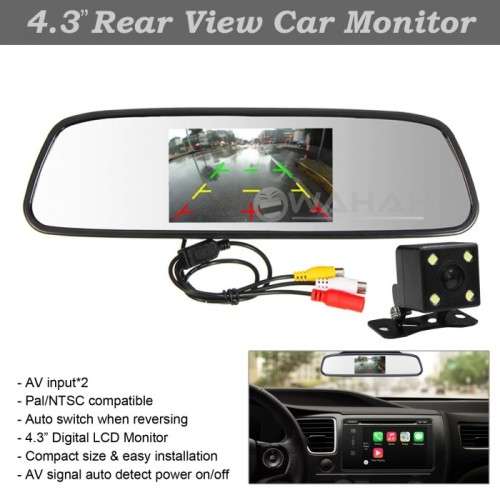 4.3 Inch LCD Car Rear View Mirror Monitor + Reverse Camera with LED's