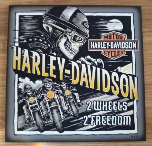 MANCAVE HARLEY DAVIDSON 2 WHEELS 2 FREEDOM WOODEN SIGN