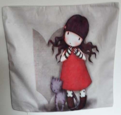 SANTORO'S GORJUSS GIRL WITH CAT CUSHION COVER