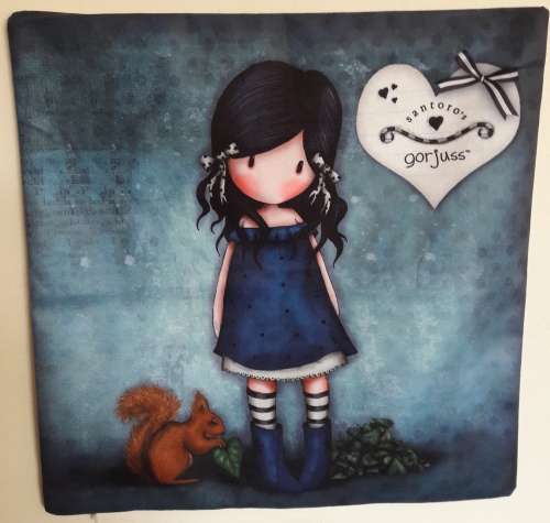 SANTORO'S GORJUSS GIRL WITH SQUIRREL CUSHION COVER
