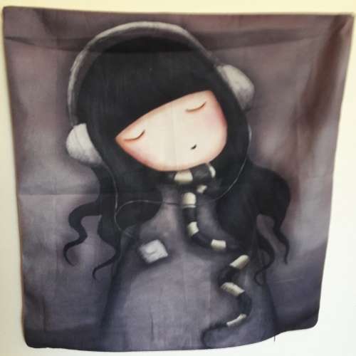 SANTORO'S GORJUSS GIRL WITH HEADPHONES CUSHION COVER