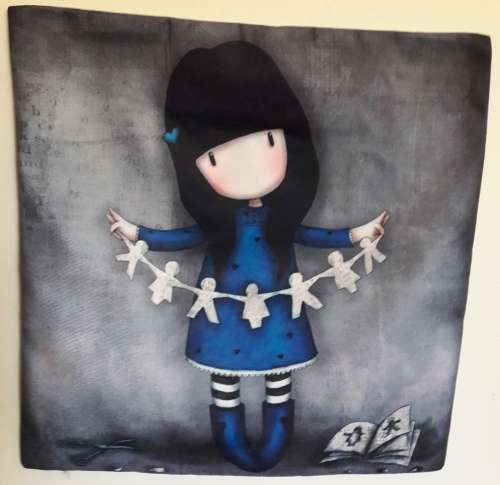 SANTORO'S GORJUSS GIRL WITH CUTOUT PEOPLE CUSHION COVER