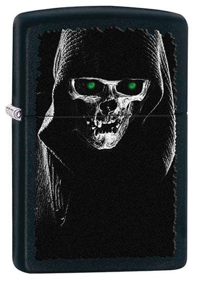 Genuine Zippo Lighter, Hooded Skull