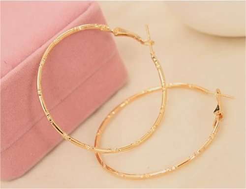Fashion Gold Plated Big Circle Modern Hoop Earrings for Women   EQ000102  (A270*)