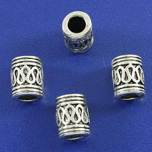 1 pce dark silver tone tube spacer bead h3065       (B1279)