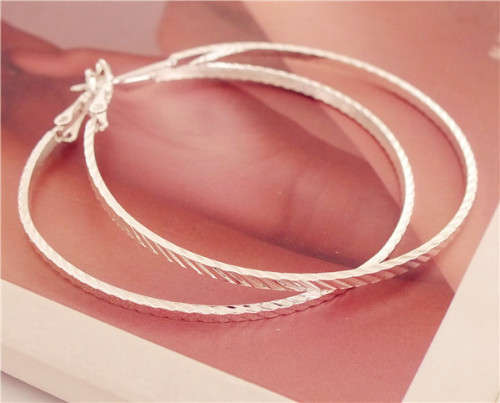 1pair Sliver Color Classic Unique Jewelry Hoop Earrings   AG418    (K6896)