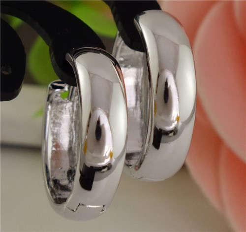 1pair Sliver Color Round Classic Unique Hoop Earrings   AA578    (K6897)