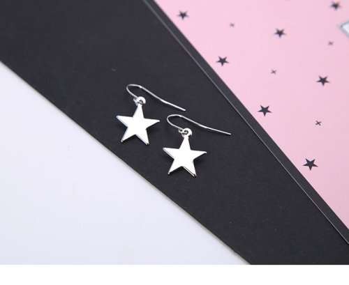 Simple Five-points Hook Earring  Silver Color (A211*)