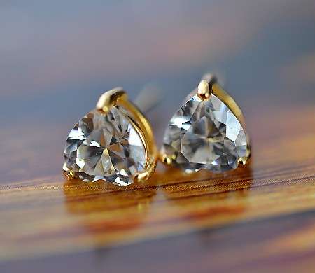 Delicate 9K Gold Filled CZ Heart Stud Earrings,E350 (K5459)