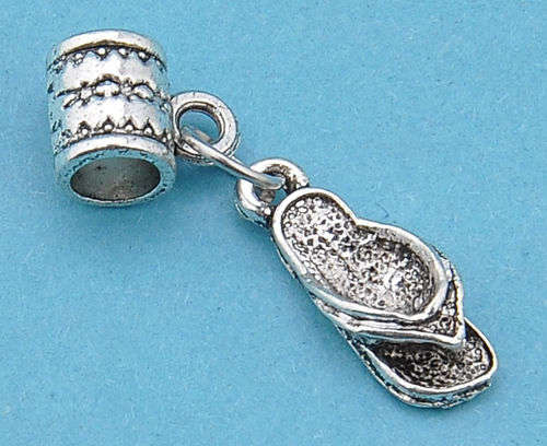 1pcs Tibetan silver slipper dangle fit European style charm bracelet   C030