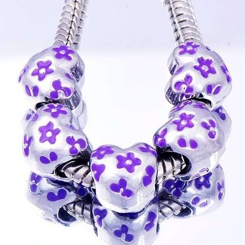 1pcs Blue Enamel Heart BEADS Fit European DIY Bracelet    D8143