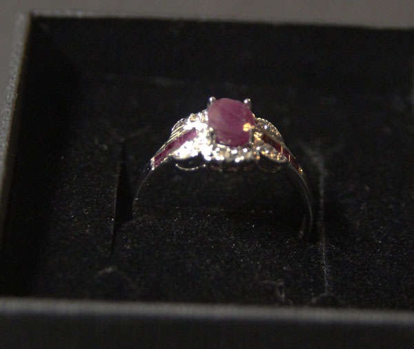 NATURAL RUBIES & DIAMONDS IN 10K SOLID GOLD RING