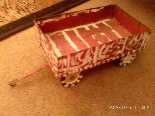 International tractor with plough, wagon and two cars