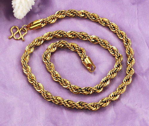 18K GOLD PLATED YELLOW TWISTED CHAIN NECKLACE