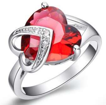 GENUINE 925 SILVER, Genuine Austria Crystal HEART LOVE RING