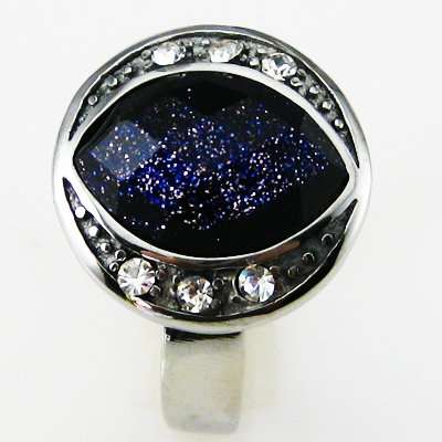 STAINLESS STEEL AGATE EYE RING