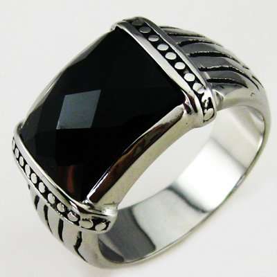 STAINLESS STEEL AGATE RING