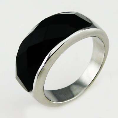 STAINLESS STEEL RECTANGLE AGATESTYLE RING