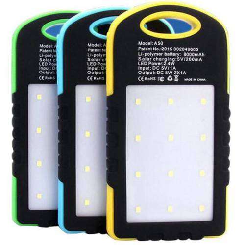 8000MAH USB PORTABLE SOLAR POWER BANK BATTERY CHARGER FOR ALL PHONE + LED LIGHT