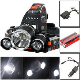 3x cree XML T6 LED 5000LM Rechargeable headlamp with 2x 18650 batteries ,car charger,wall charger