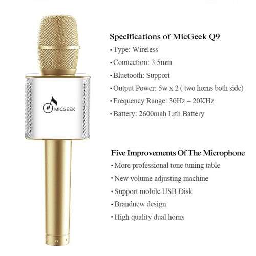 MicGeek Q9 Bluetooth Microphone Wireless Home Karaoke Speaker KTV