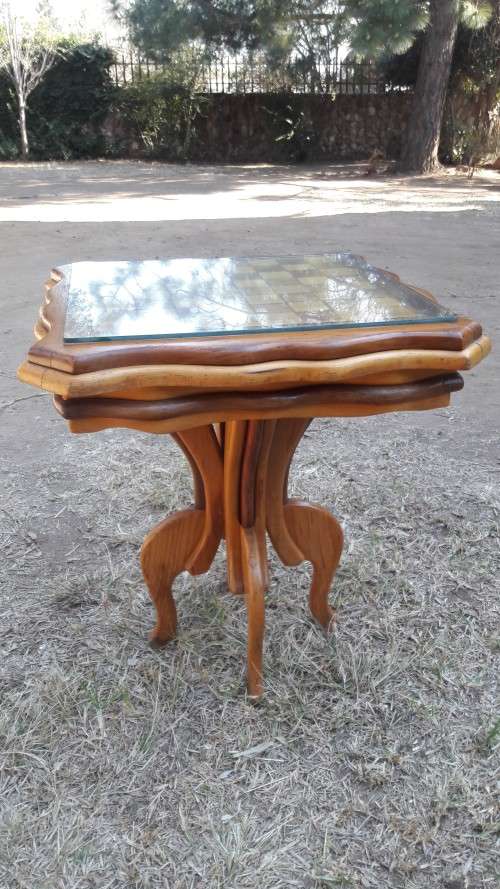 STUNNING Wooden Chess table with Glass Top