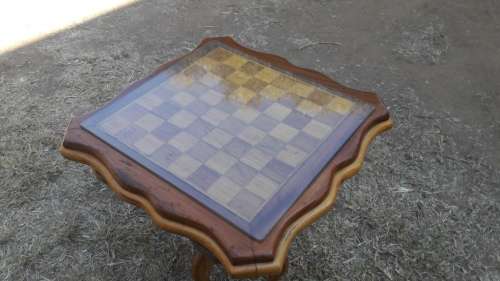 STUNNING Wooden Chess table with Glass Top