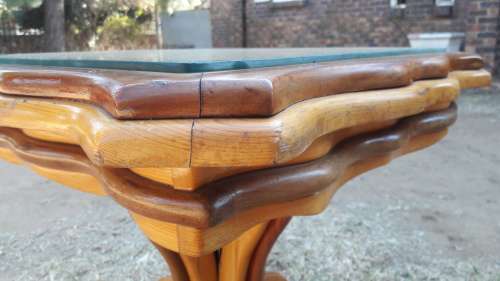 STUNNING Wooden Chess table with Glass Top