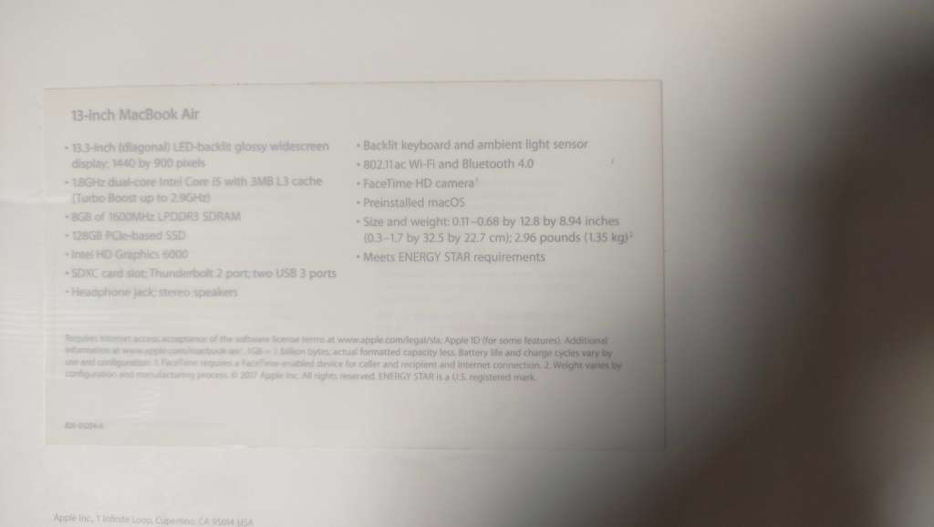 2017 MacBook Air 13.3-inch | Core i5 1.8GHz | 8GB RAM | 128GB SSD with ad 128gb SD card storage.