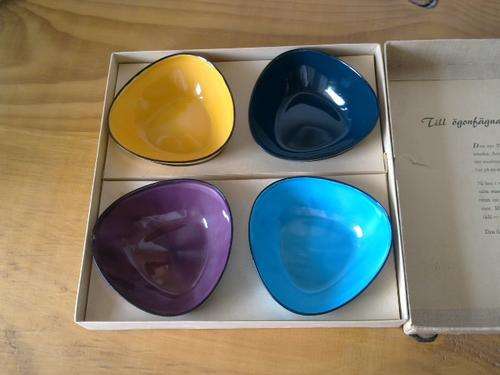 Erker Enamel - set of 4 little bowls - origin Sweden