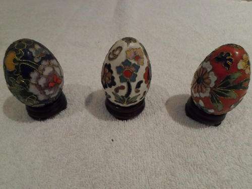 Three Cloisonne Eggs