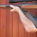 Bushill tactical rifle sling - cotton webbing with leather fishing and QD-swivels