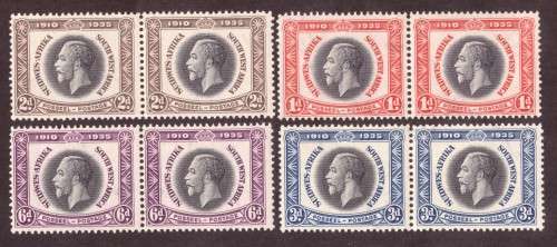 1935 SWA  [ NAMIBIA ] SACC 115-118  4 horizontal pairs  MNH