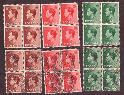 GB  EDWARD VIII 1936. 3 Blocks mint and used