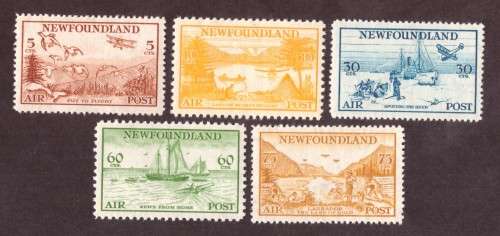NEWFOUNDLAND full set AIR POST STAMPS  MH very fresh   Scott C13-C17