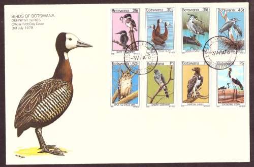 Botswana . Birds 1978 full set on 2 FDC