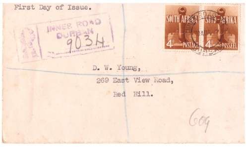 1941 UNION of South Africa. Cover sent from Durban too Redhill. very rare FDC 20-8 -41