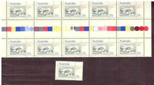 Australia .Scott cat. 846. 1982 issue.  MNH gutter block.spot toned.
